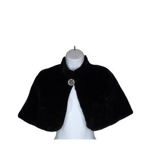 Amy Byer Black Faux Fur Shrug/ Cape NWOT